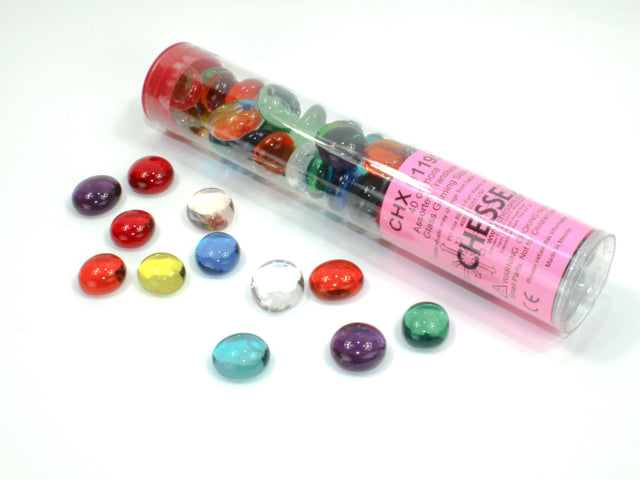 Chessex - Glass Gaming Stones Assorted Colors 40 or More [Choose A Style]