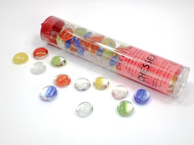 Chessex - Glass Gaming Stones Assorted Colors 40 or More [Choose A Style]