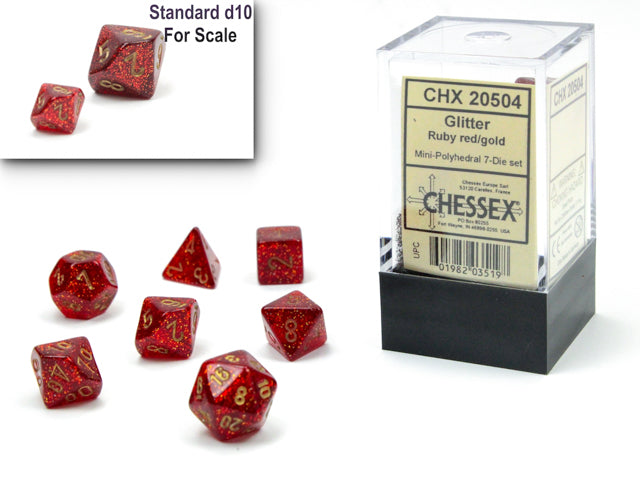 Chessex - Glitter Mini-Polyhedral 7 Die Set [Choose A Color]