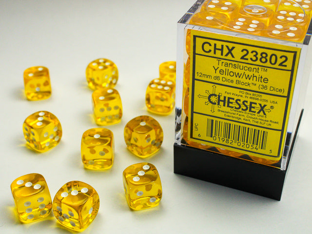 Chessex - Translucent 12mm D6 Dice Block (36 Dice) [Choose A Color]