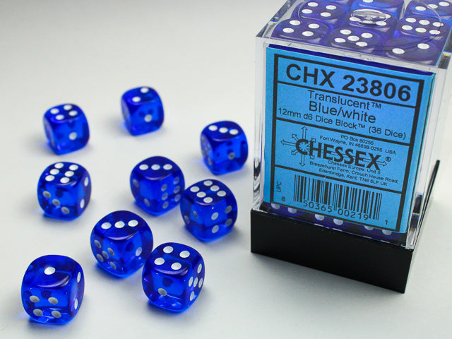 Chessex - Translucent 12mm D6 Dice Block (36 Dice) [Choose A Color]