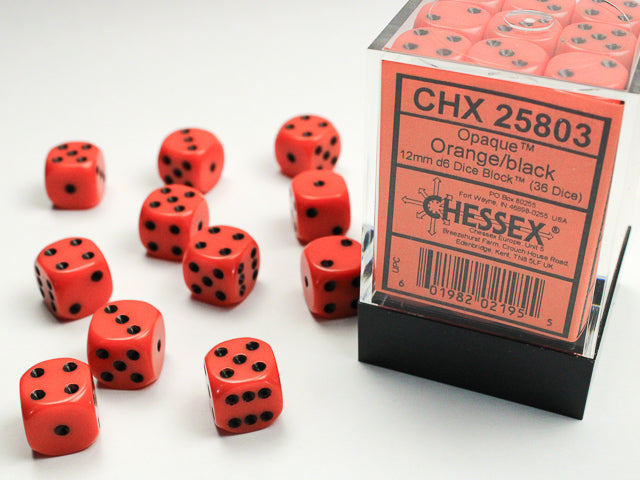 Chessex - Opaque 12mm D6 Dice Block (36 Dice) [Choose A Color]