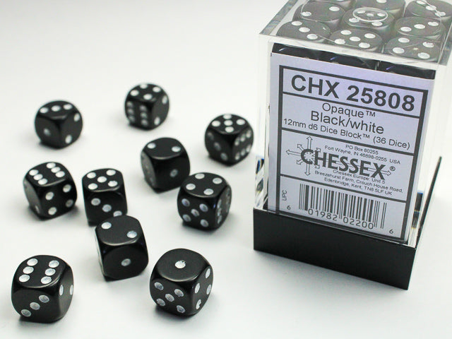 Chessex - Opaque 12mm D6 Dice Block (36 Dice) [Choose A Color]