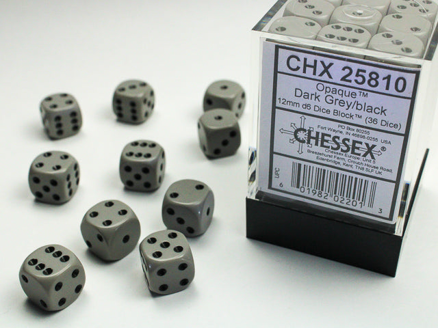 Chessex - Opaque 12mm D6 Dice Block (36 Dice) [Choose A Color]