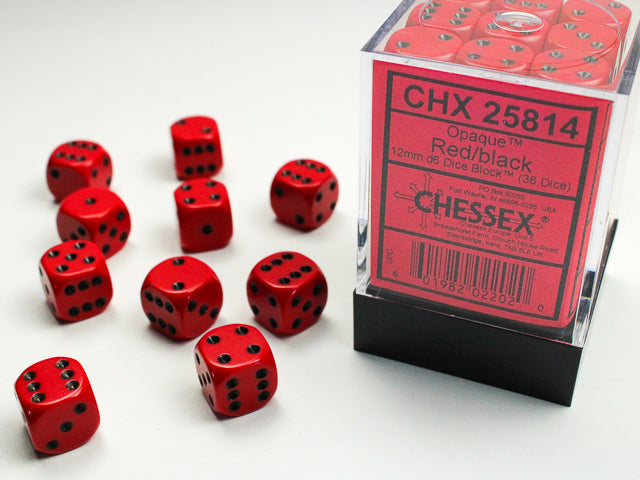 Chessex - Opaque 12mm D6 Dice Block (36 Dice) [Choose A Color]