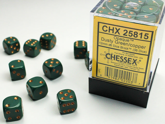 Chessex - Opaque 12mm D6 Dice Block (36 Dice) [Choose A Color]