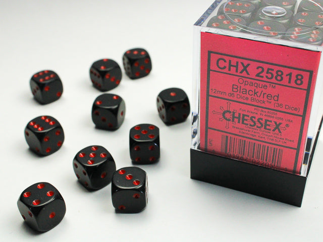 Chessex - Opaque 12mm D6 Dice Block (36 Dice) [Choose A Color]