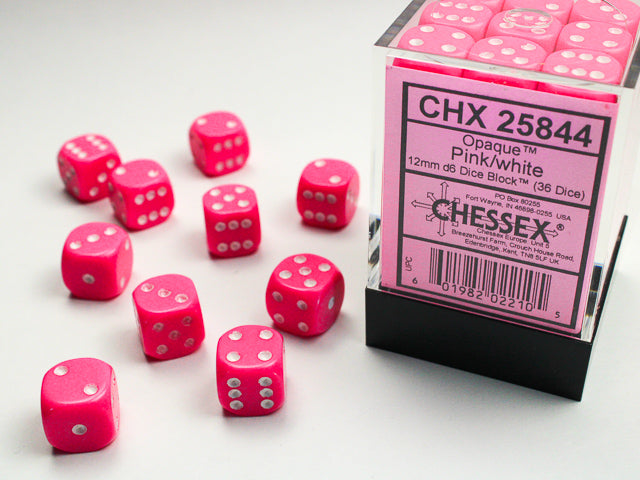 Chessex - Opaque 12mm D6 Dice Block (36 Dice) [Choose A Color]