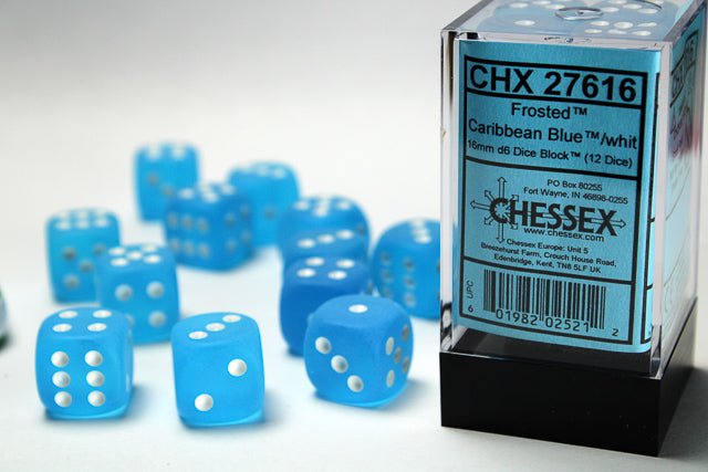 Chessex - Frosted 16mm D6 Dice Block (12 dice) [Choose A Color]