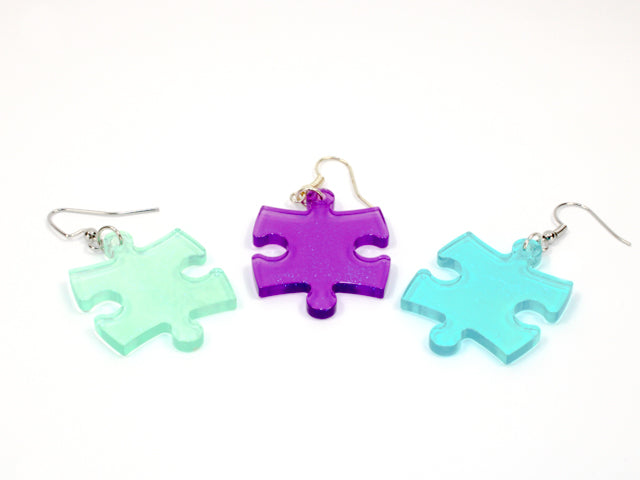 Chessex Hook Earrings - Borealis Puzzle Piece Pair (Assorted Colors)