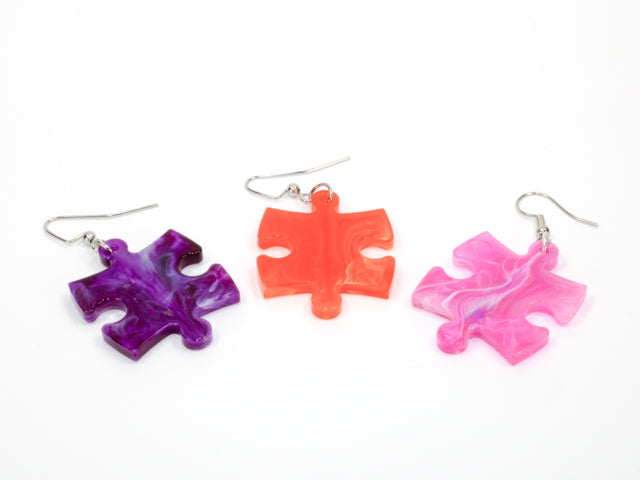 Chessex Hook Earrings - Vortex Puzzle Piece Pair (Assorted Colors)