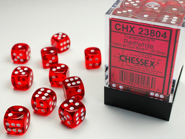 Chessex - Translucent 12mm D6 Dice Block (36 Dice) [Choose A Color]