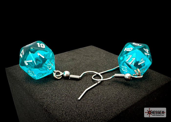 Chessex Hook Earrings - Translucent Mini D20 [Choose A Color]