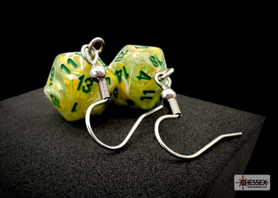 Chessex Hook Earrings - Marble Mini D20 [Pick A Color]