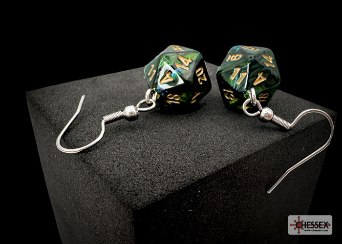 Chessex Hook Earrings - Scarab Mini D20 [Pick A Color]