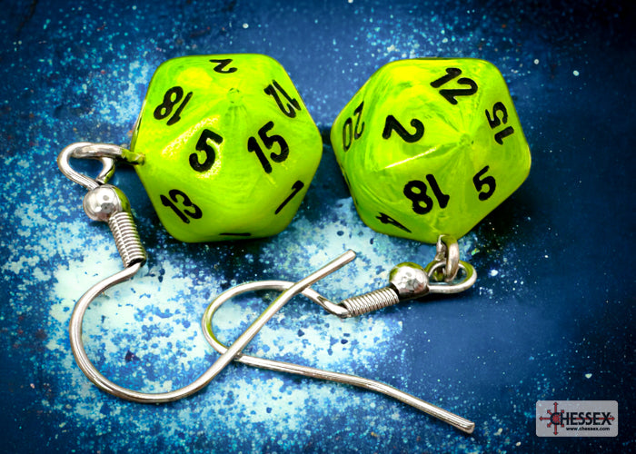 Chessex Hook Earrings - Vortex Mini D20 [Pick A Color]