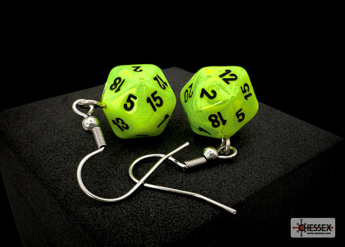 Chessex Hook Earrings - Vortex Mini D20 [Pick A Color]