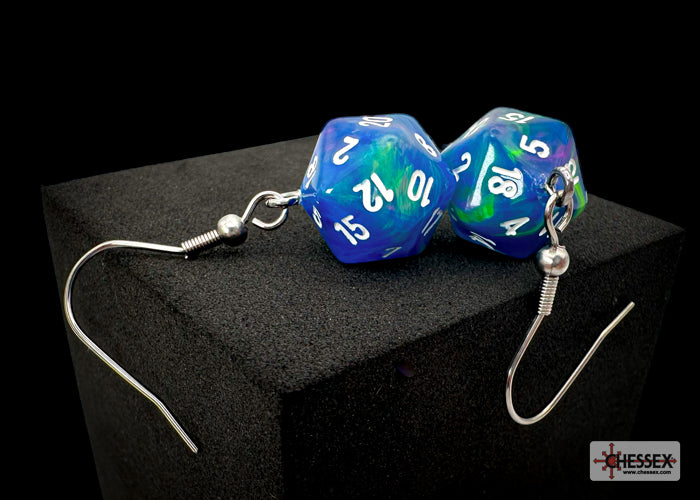 Chessex Hook Earrings - Festive Mini D20 [Pick A Color]