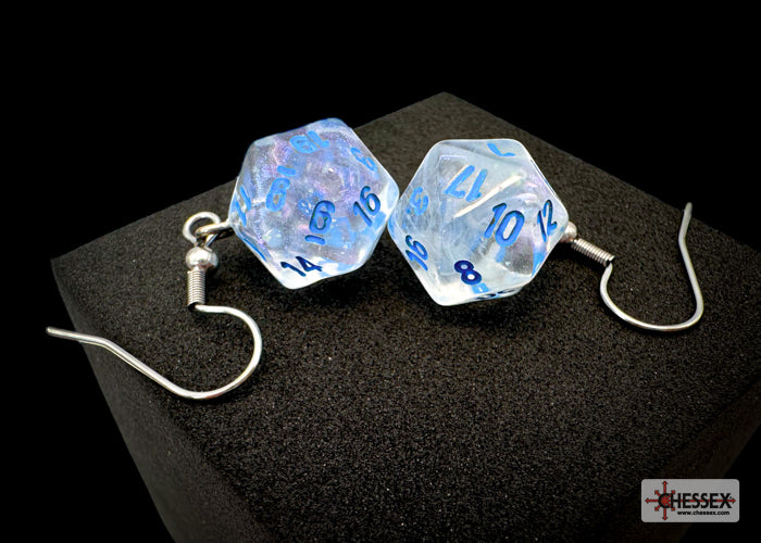 Chessex Hook Earrings - Borealis Mini D20 [Pick A Color]