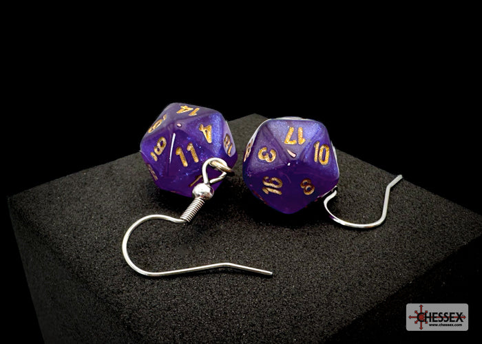 Chessex Hook Earrings - Borealis Mini D20 [Pick A Color]