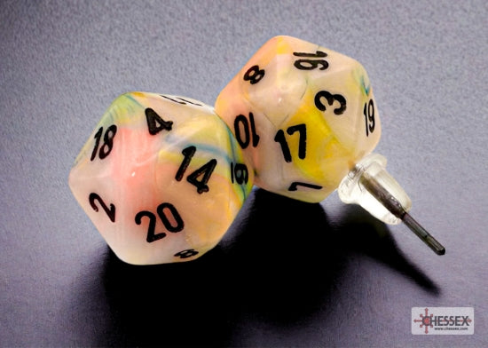 Chessex Stud Earrings - Festive Mini D20 [Pick A Color]