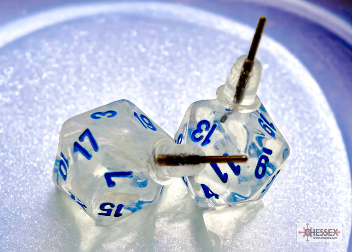 Chessex Stud Earrings - Borealis Mini D20 [Pick A Color]