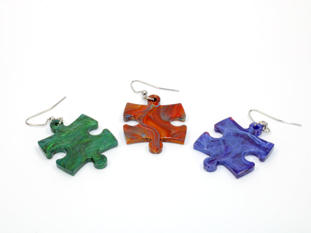 Chessex Hook Earrings - Scarab Puzzle Piece Pair (CHX 54010) [Assorted Colors]