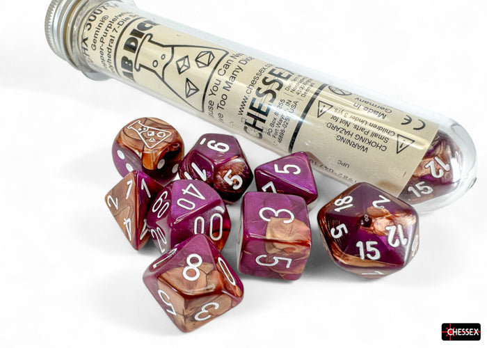 Chessex - Set Tube Lab Dice Gemini Polyhedral 7-Die Set [Choose A Color]