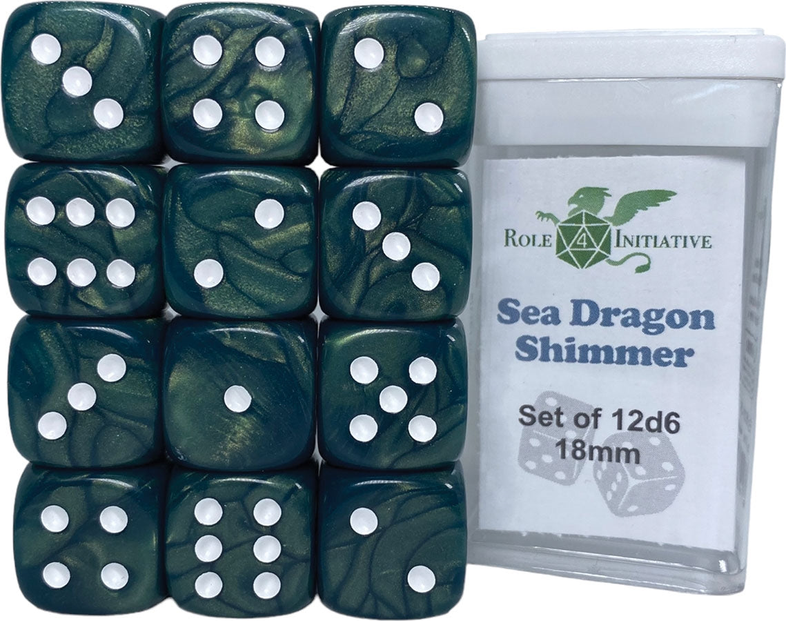 Role 4 Initiative - Shimmer Set of 12 d6 18mm Dice [Choose One]