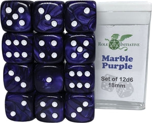 Role 4 Initiative - Marble Set of 12 d6 18mm Dice [Choose One]