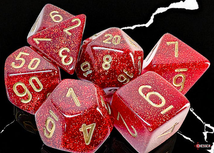 Chessex - Glitter Mega-Hedral 7 Die Set [Choose A Color]