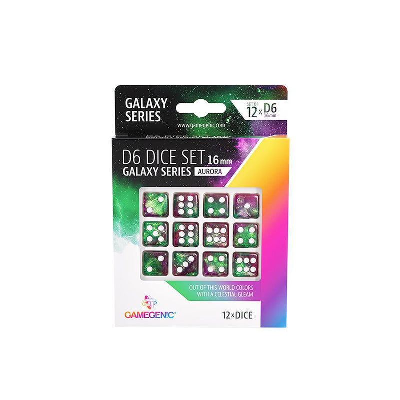 Gamegenic: D6 16mm Set Of 12 Dice - Galaxy Series [Choose A Color]