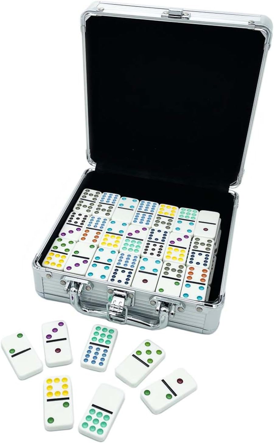 Mexican Train Dominoes with Deluxe Aluminum Storage Case