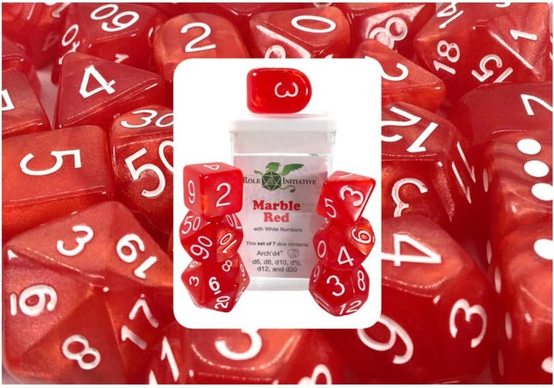Role 4 Initiative - Marble Set of 7 Dice with Arch'd4 [Choose One]