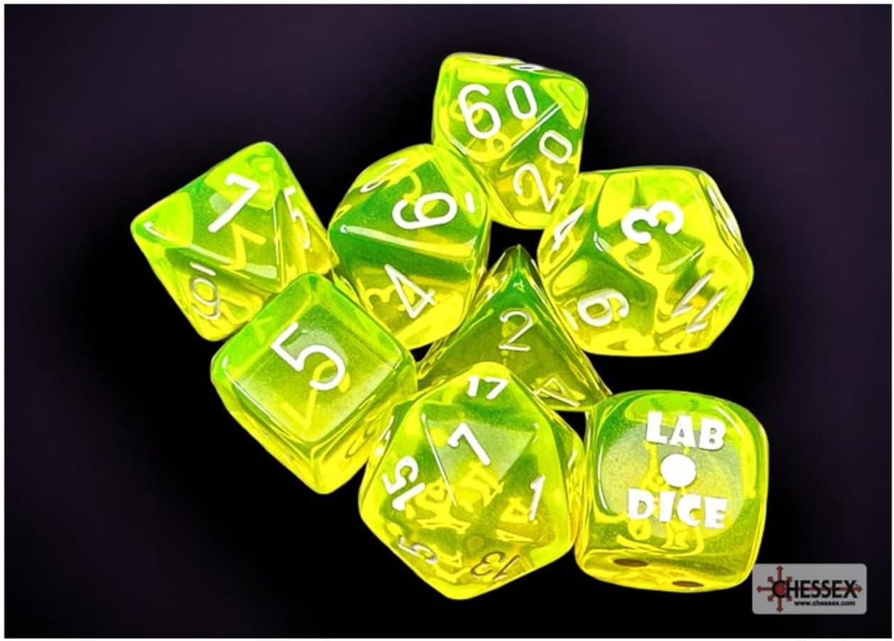 Lab Dice 7: Translucent Polyhedral 7-Die Set [Choose A Color]