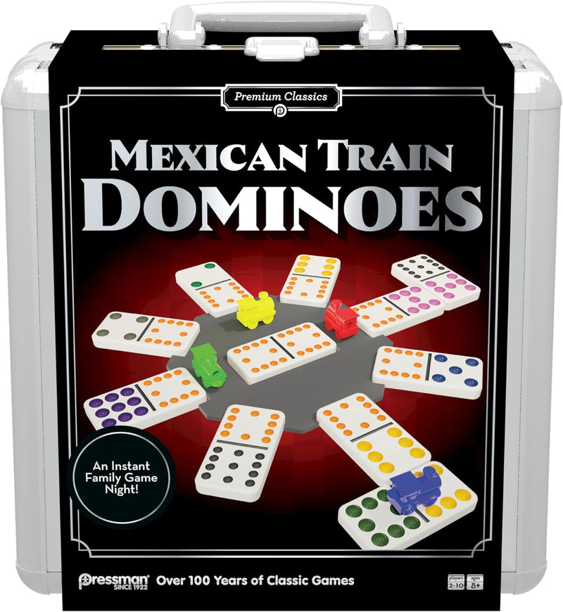 Pressman Premium Classics: Mexican Train Dominoes with Aluminum Storage Case