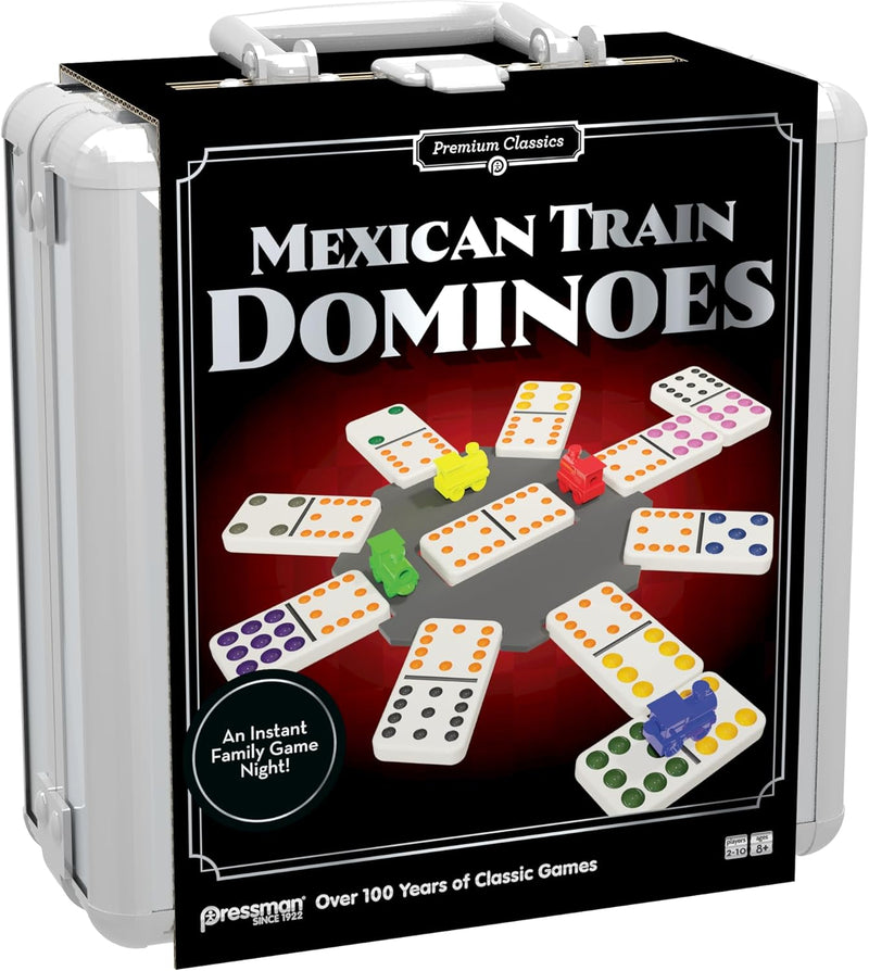 Pressman Premium Classics: Mexican Train Dominoes with Aluminum Storage Case