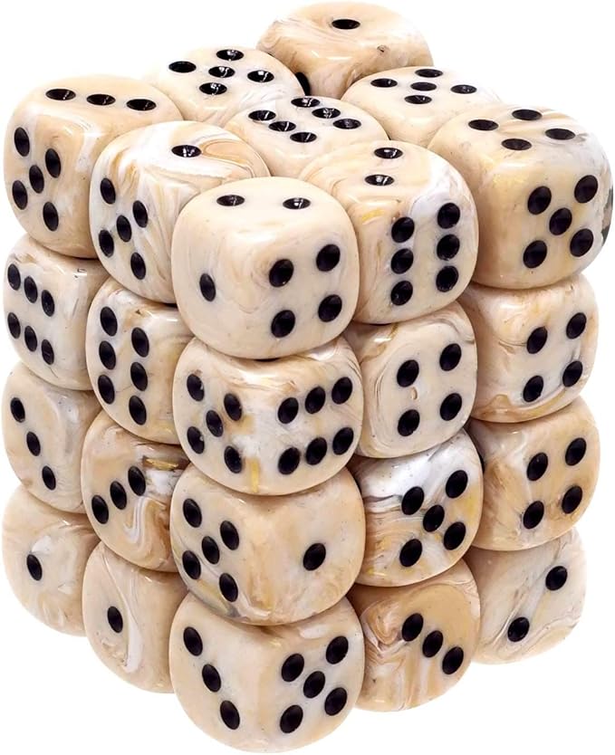 Chessex - Marble 12mm D6 Dice Block (36 Dice) [Choose A Color]