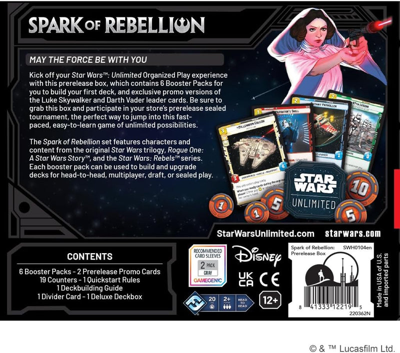 Star Wars: Unlimited Spark Of Rebellion Prerelease Box