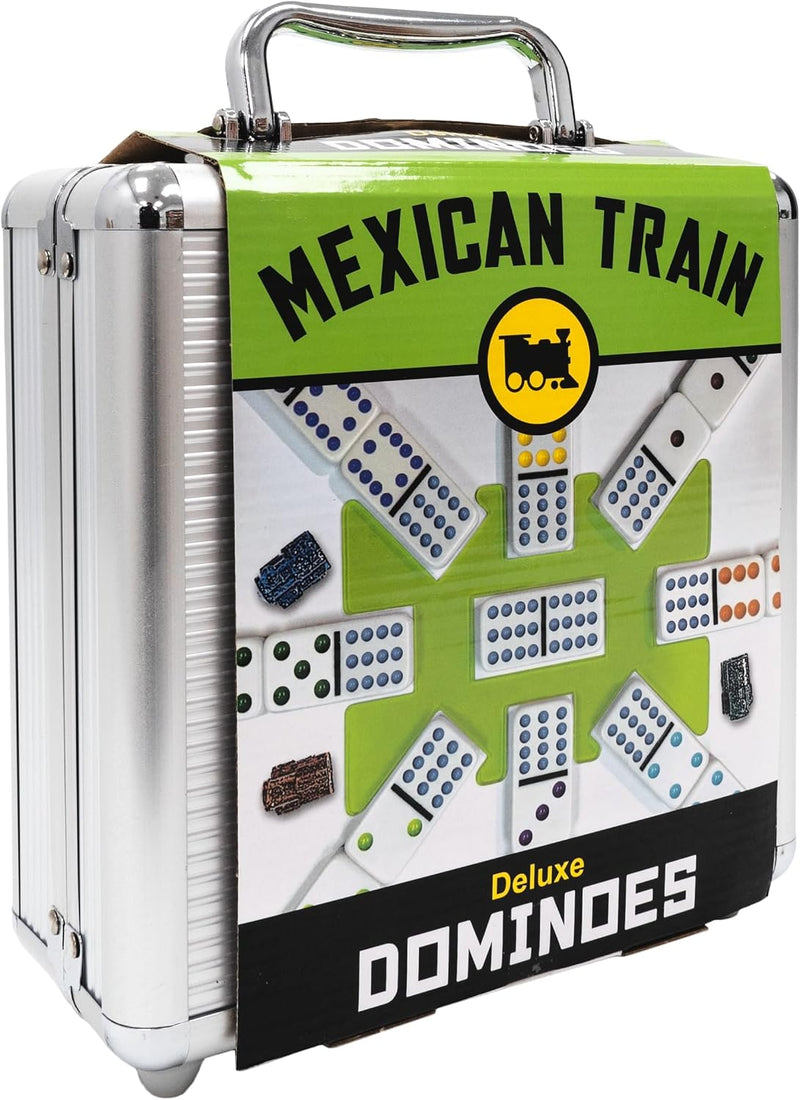 Mexican Train Dominoes with Deluxe Aluminum Storage Case