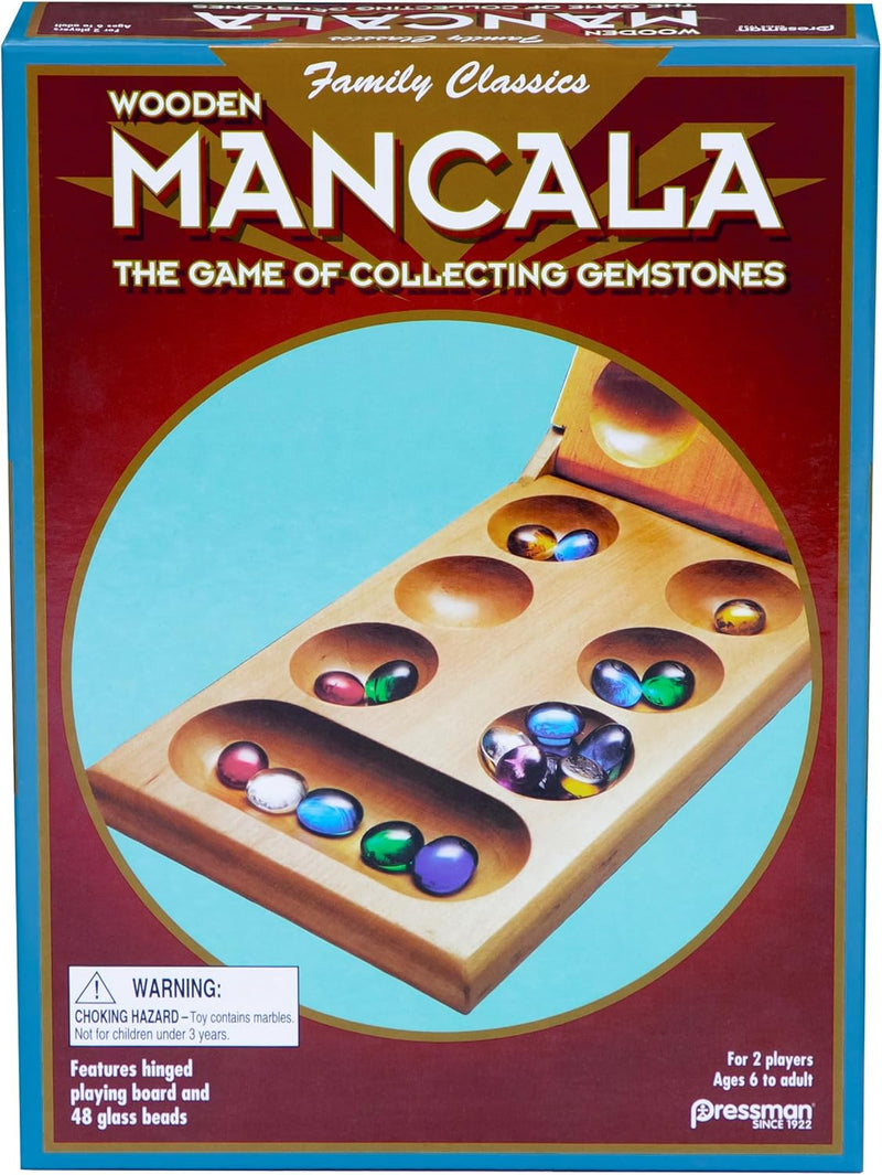 Pressman Mancala - Real Wood Folding Set, with Multicolor Stones