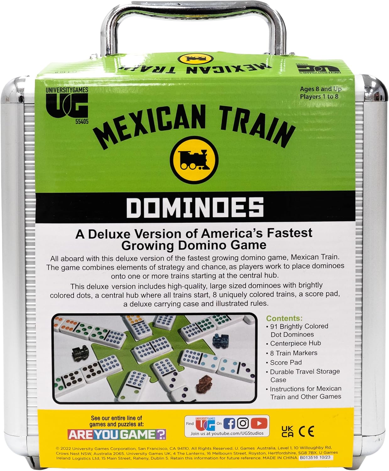 Mexican Train Dominoes with Deluxe Aluminum Storage Case