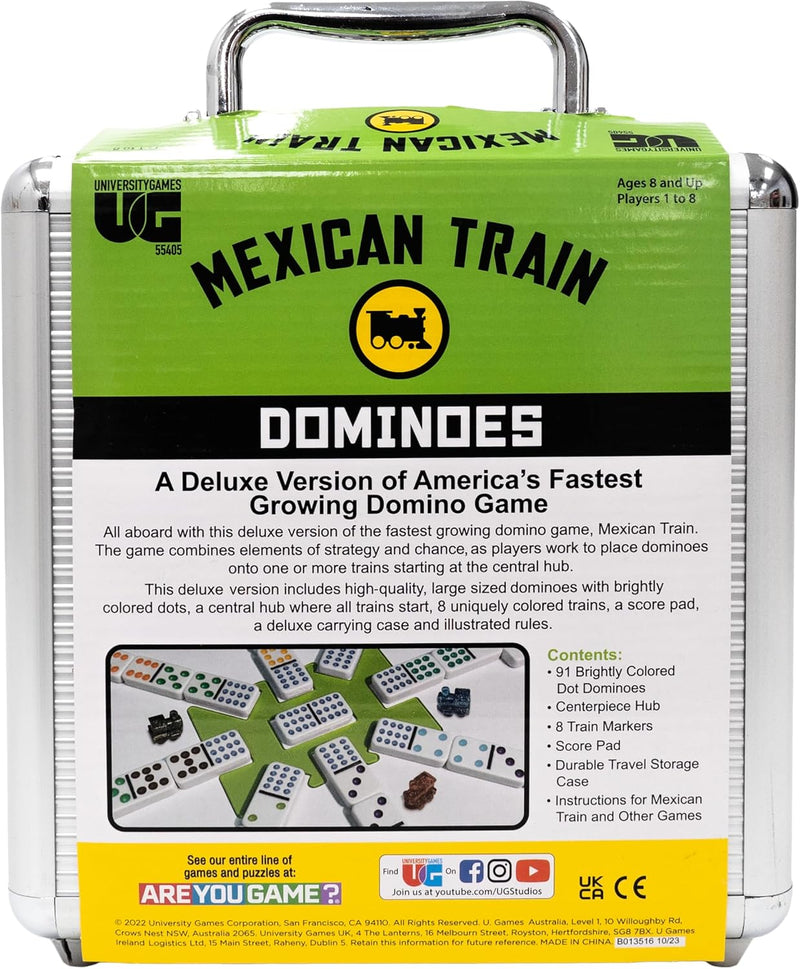 Mexican Train Dominoes with Deluxe Aluminum Storage Case