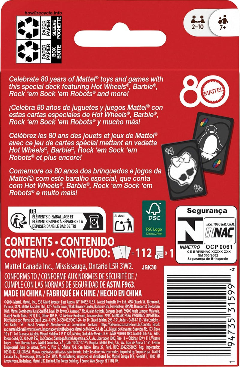 UNO: Mattel 80th Anniversary Ruby Red