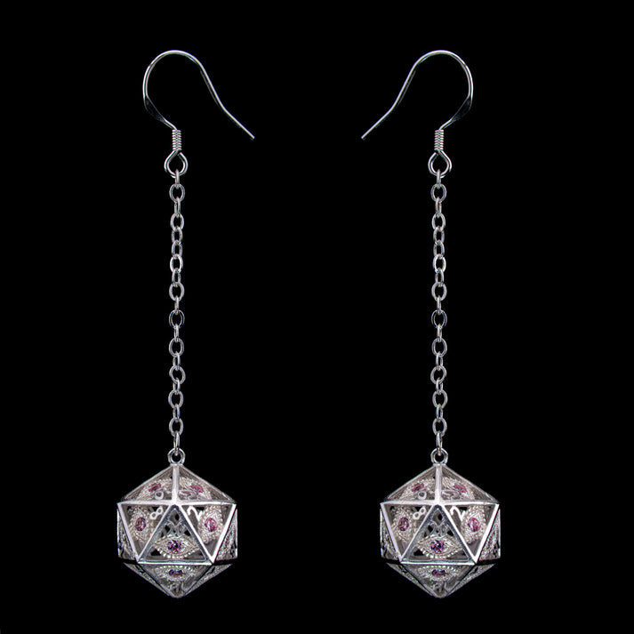 HYMGHO: Dragon's Eye D20 Earrings [Choose A Color]