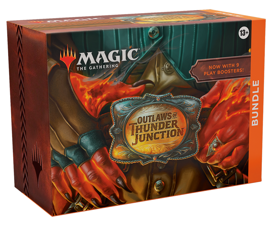 Magic: The Gathering Outlaws of Thunder Junction Bundle - 9 Play Boosters, 30 Land cards + Exclusive Accessories