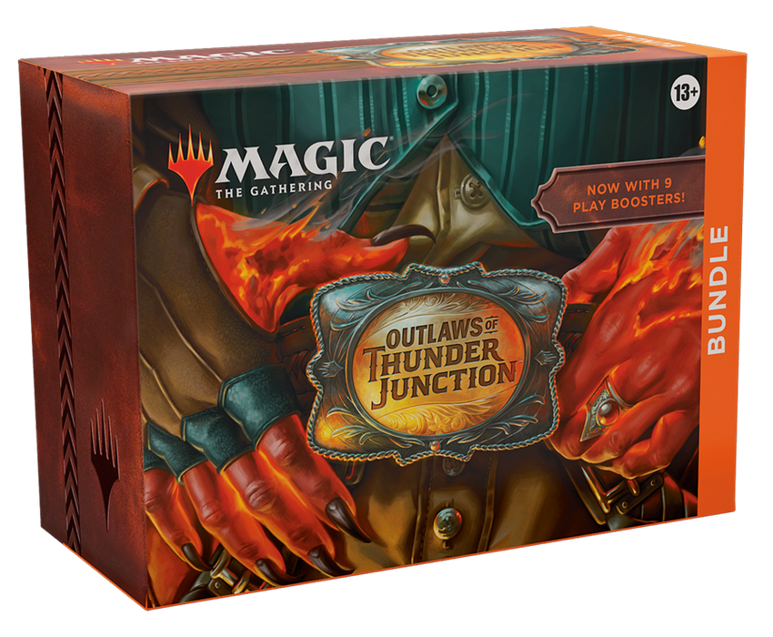 Magic: The Gathering Outlaws of Thunder Junction Bundle - 9 Play Boosters, 30 Land cards + Exclusive Accessories