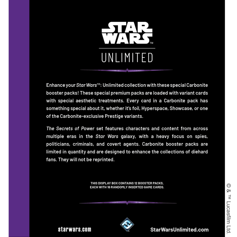 Star Wars: Unlimited: Secrets of Power: Carbonite Booster Display Box