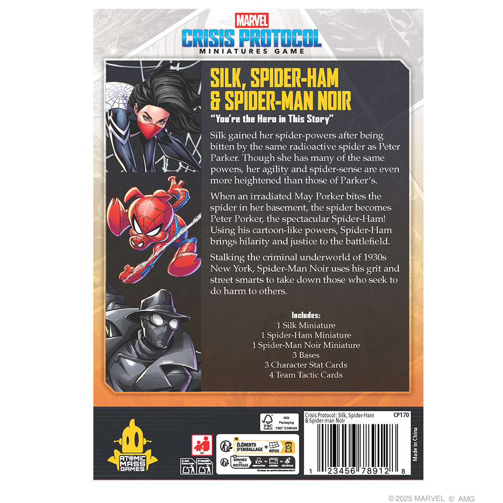 Marvel: Crisis Protocol Miniatures Game - Silk, Spider-Ham, and Spider-Main Noir Character Pack