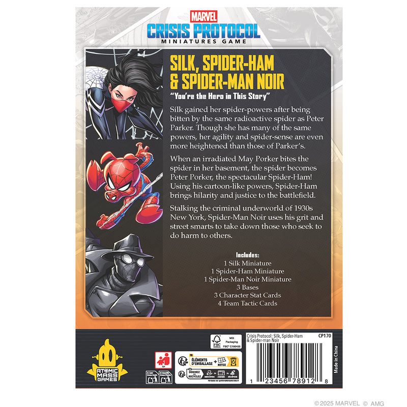 Marvel: Crisis Protocol Miniatures Game - Silk, Spider-Ham, and Spider-Main Noir Character Pack
